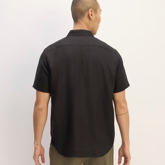 Everlane M classic short sleeve linen button up collar shirt solid black regular - Picture 3 of 8